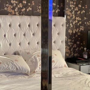 White & Silver Canopy Bed